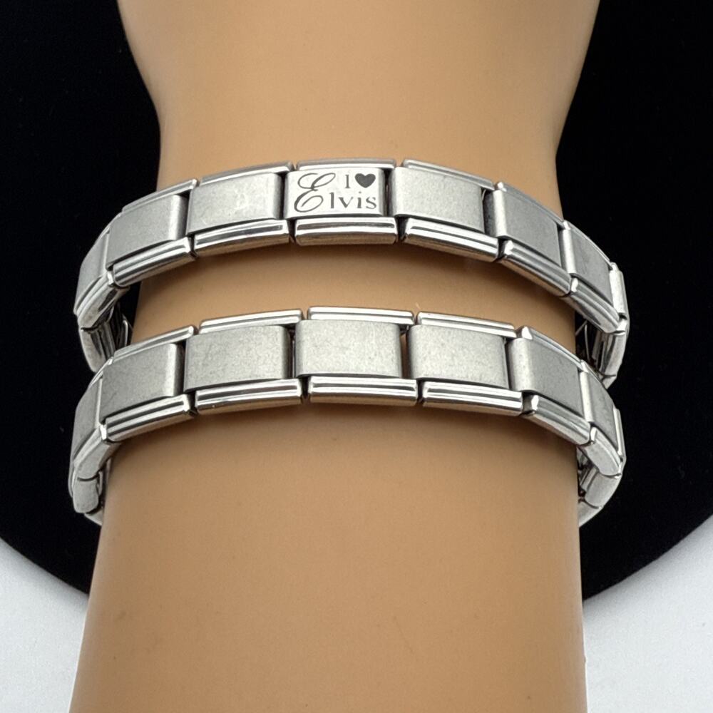 2 Italian Link Charm Bracelets Stainless Steel Firenze Amorini Ryry Blanks See⬇️